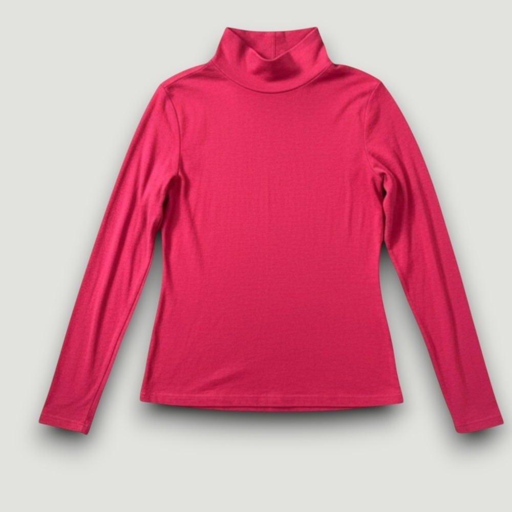 Croft & Barrow Top Womens M Cotton Pink Casual Modest Minimalist Mock Neck - Picture 1 of 7